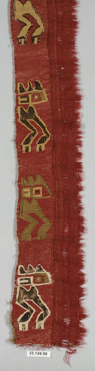 Tapestry Border Fragment, Camelid hair, cotton, Peru; central coast (?) 