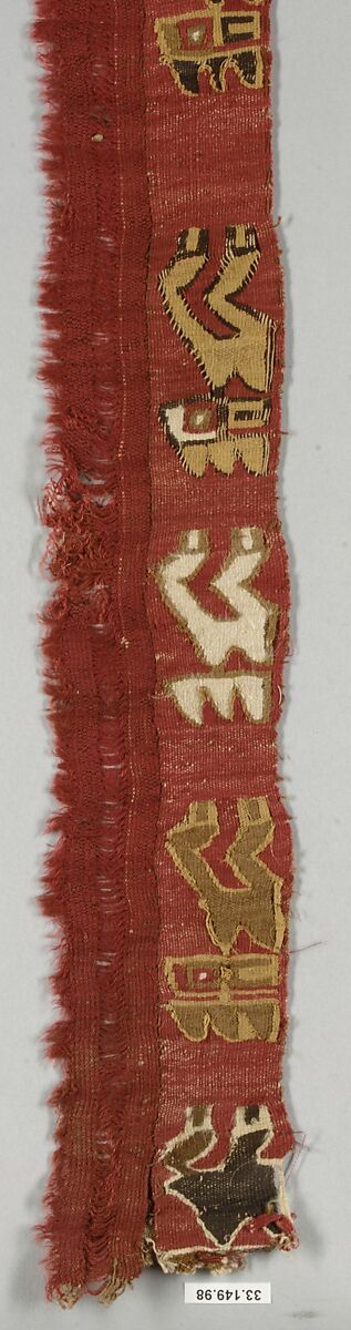 Tapestry Border Fragment, Camelid hair, cotton, Peru; central coast (?)