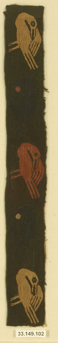 Embroidered Band Fragment, Camelid hair, cotton, Paracas