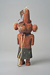 Mudhead Katsina, Wood, paint, feathers, Hopi