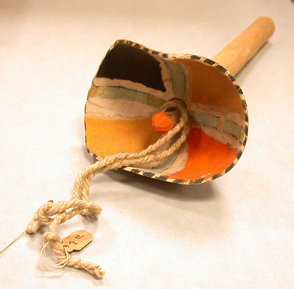 Ceremonial gourd stick, Wood, gourd, paint, Hopi