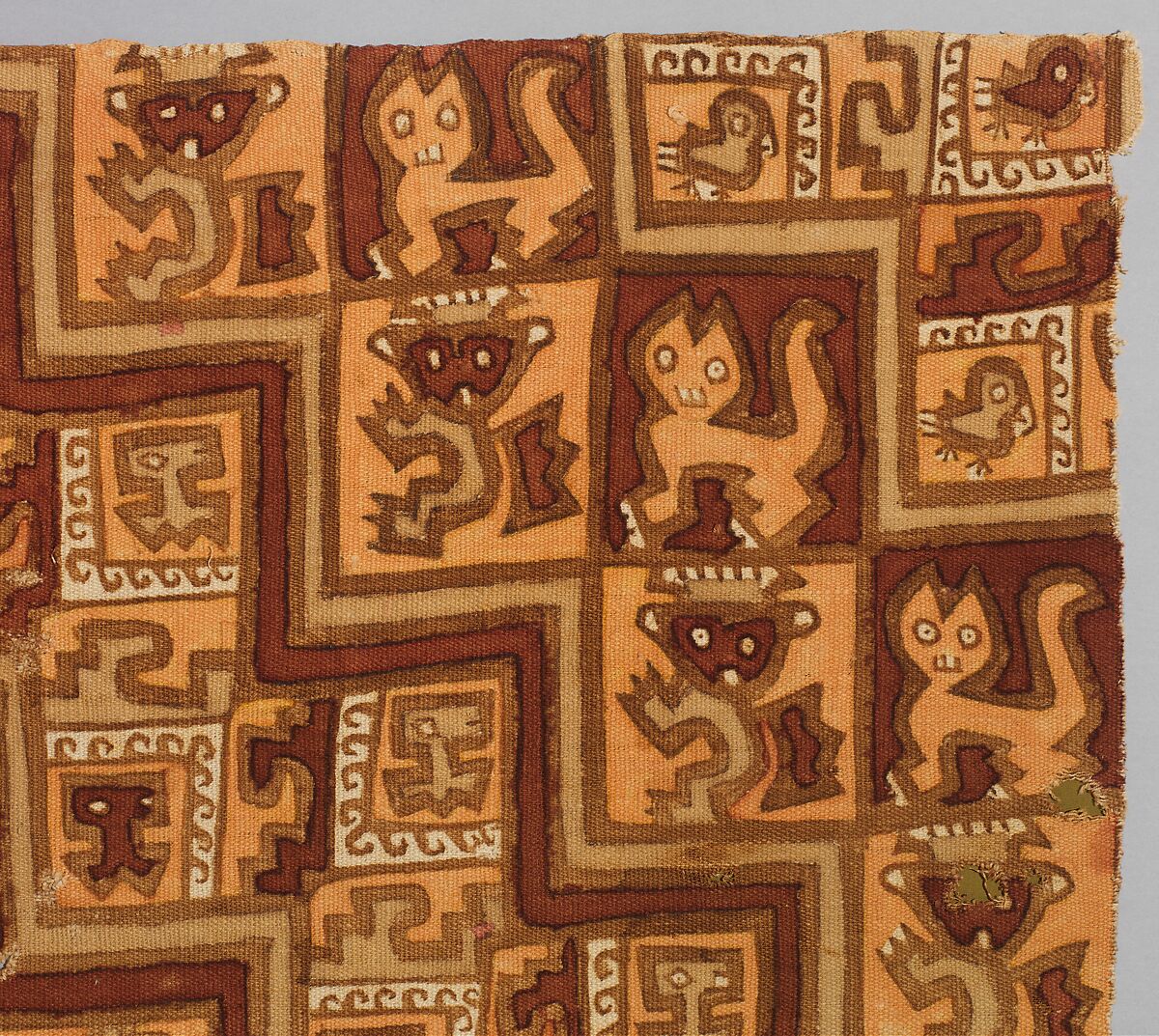 Panel with Figures, Cotton, paint, Chancay