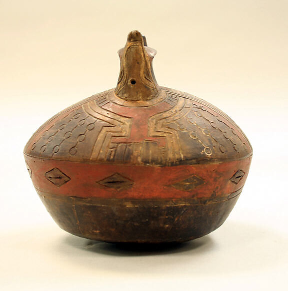 Bridge and Spout Bottle, Ceramic, Paracas