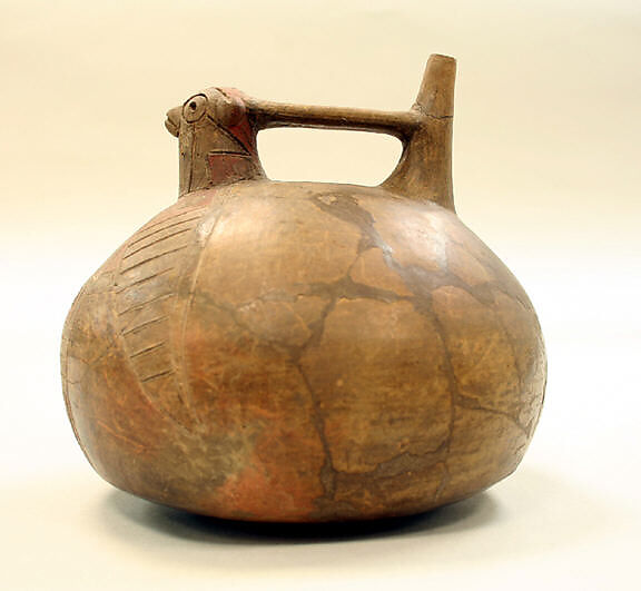 Bottle, Falcon, Ceramic, pigment, Paracas