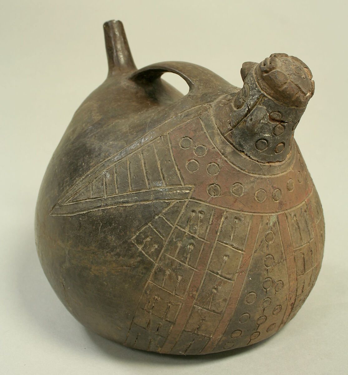 Bottle, Falcon, Ceramic, pigment, Paracas 