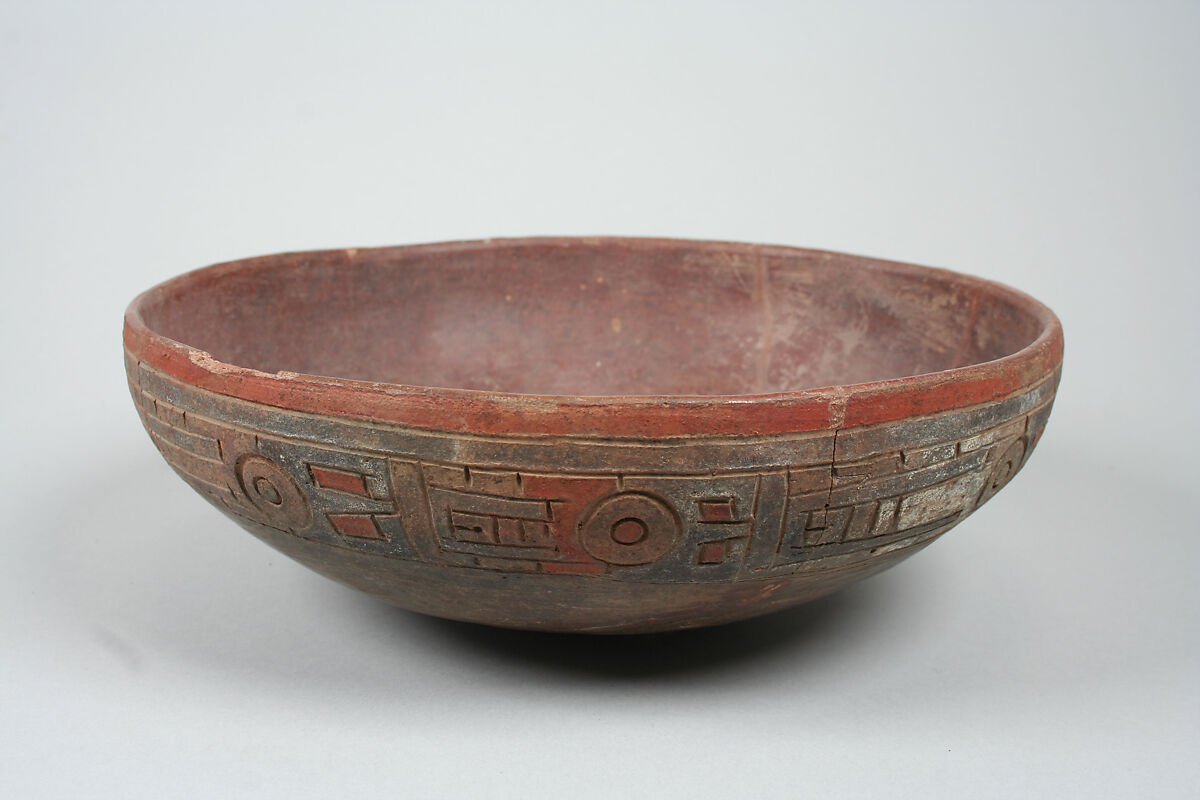 Incised bowl with birds, Ceramic, pigment, Paracas 