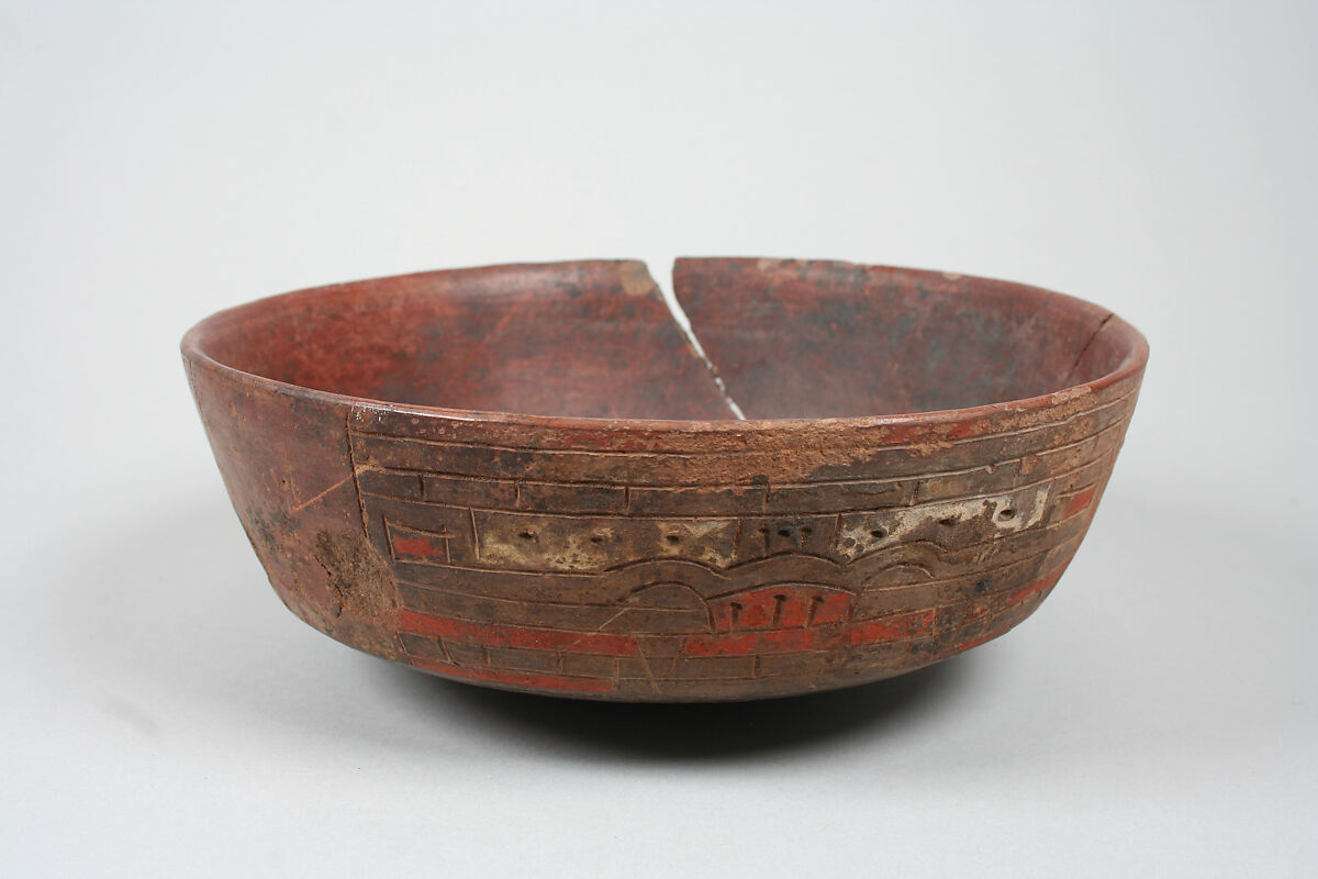 Incised bowl with eye motif, Ceramic, pigment, Paracas 