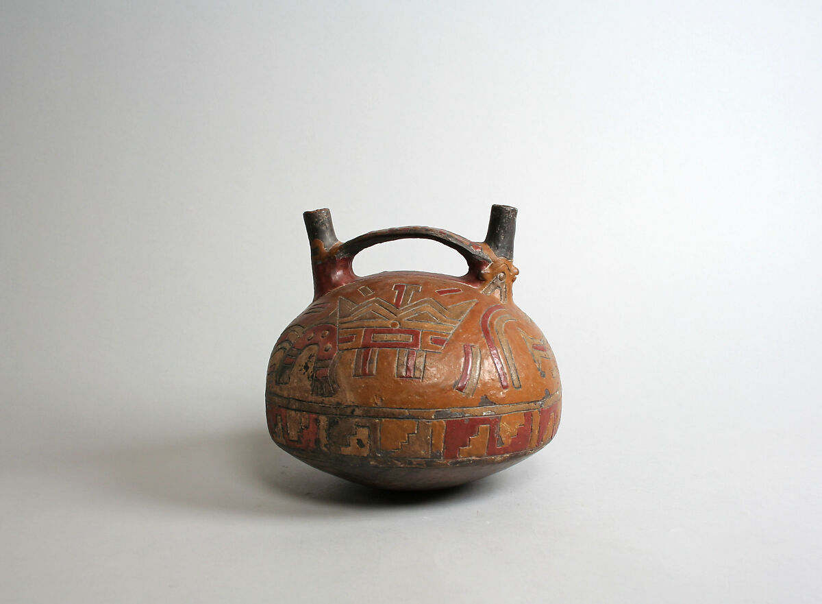 Double-Spout Bottle: Felines, Ceramic, Paracas 