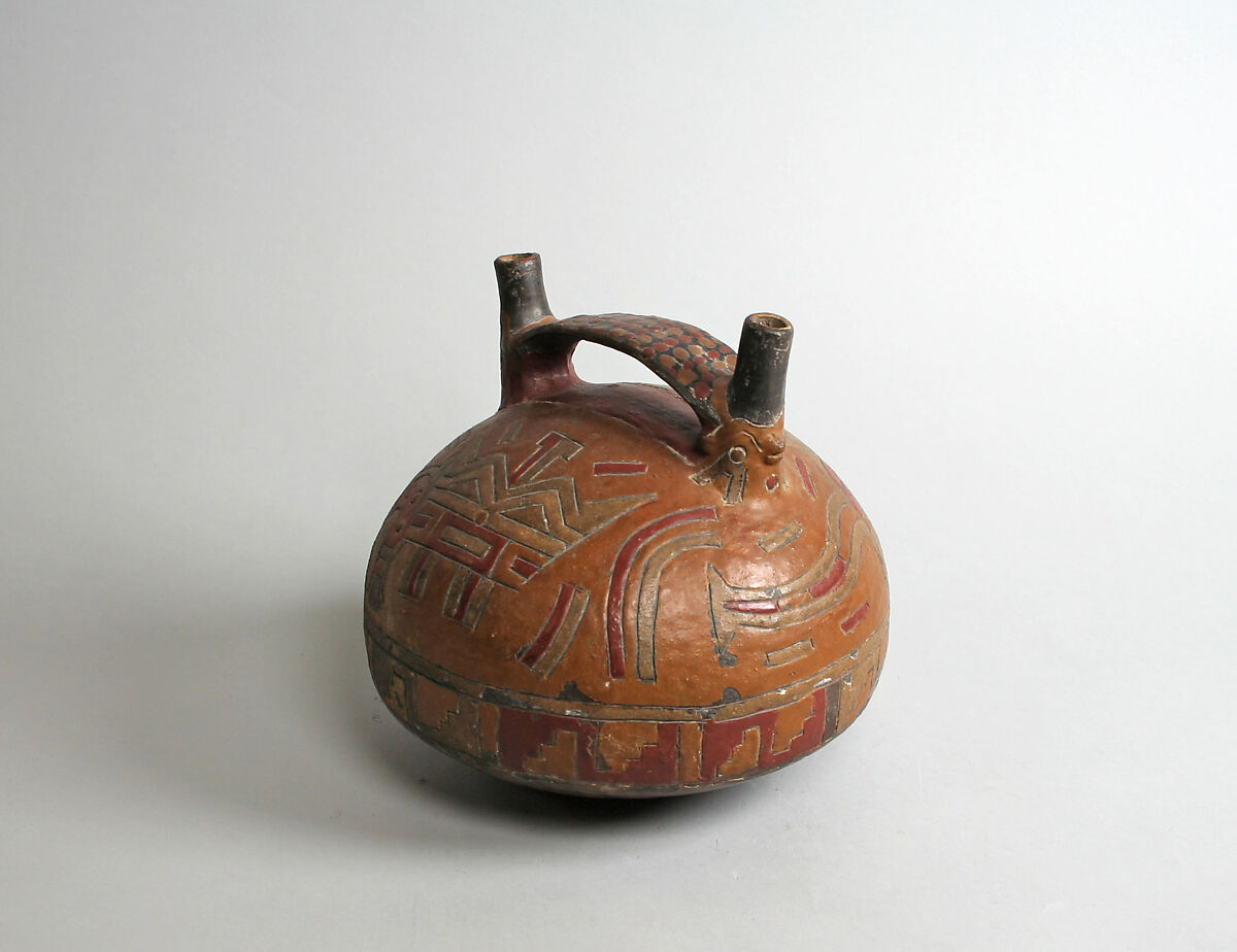 Double-Spout Bottle: Felines, Ceramic, Paracas