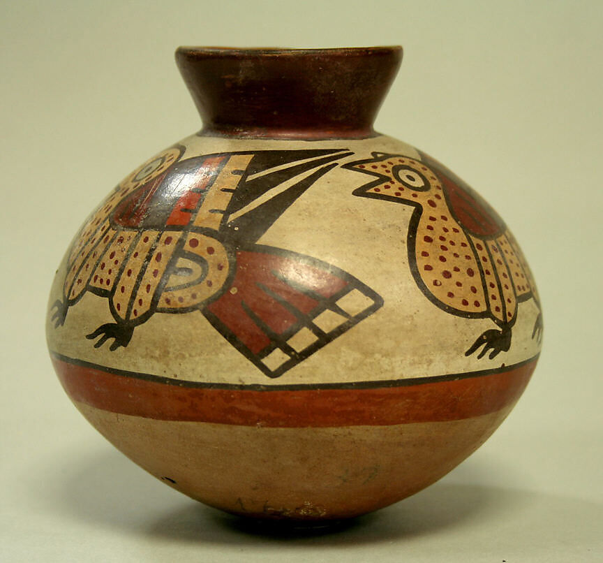 Collared jar with birds, Ceramic, Nasca 