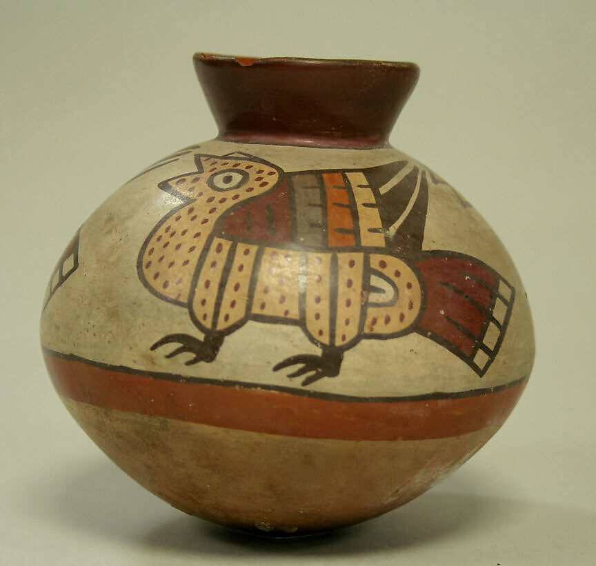 Collared jar with birds, Ceramic, Nasca