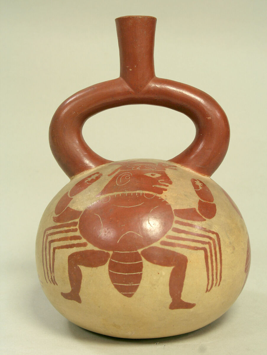 Bottle, Crab Deity, Ceramic, Moche 