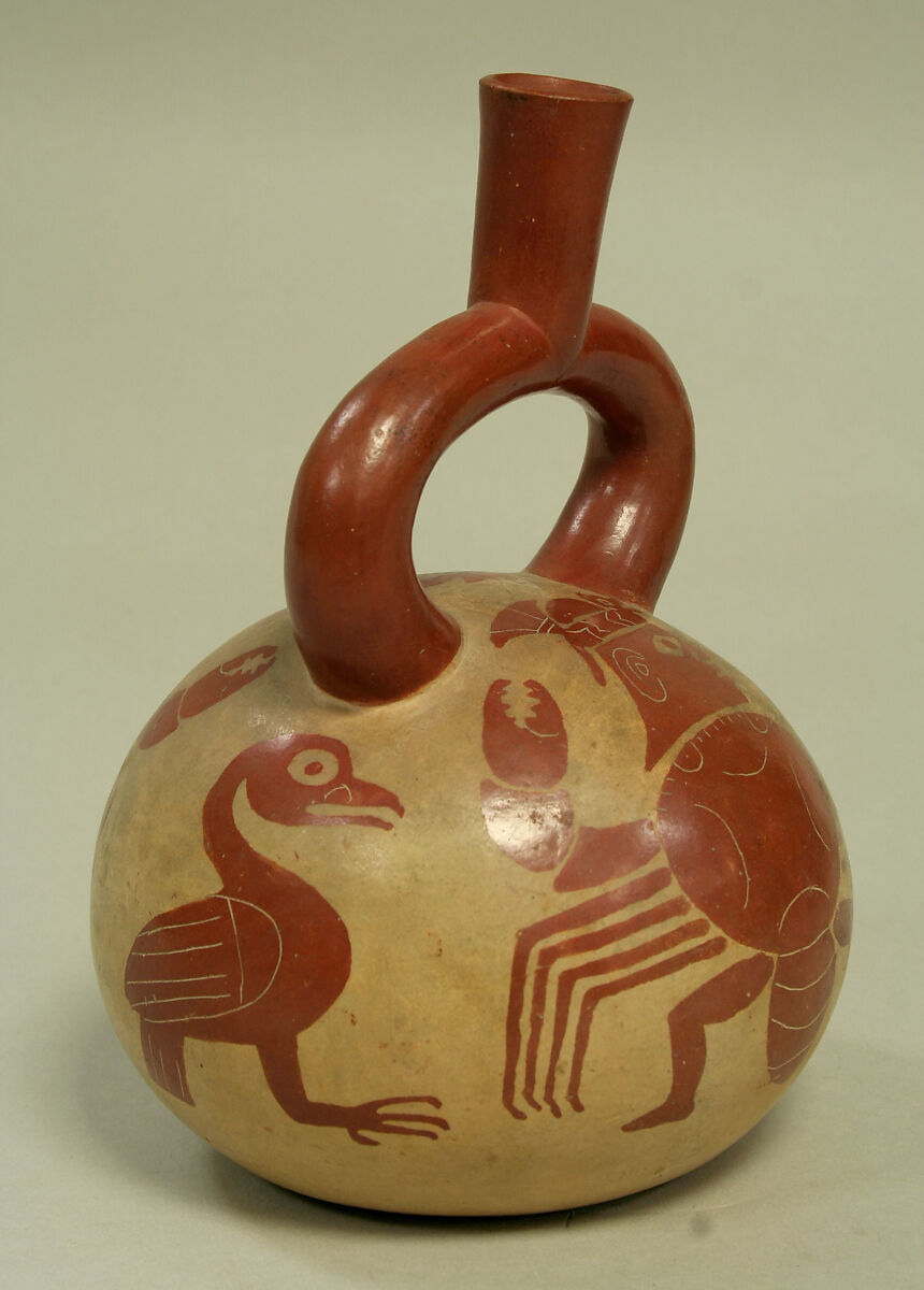 Bottle, Crab Deity, Ceramic, Moche