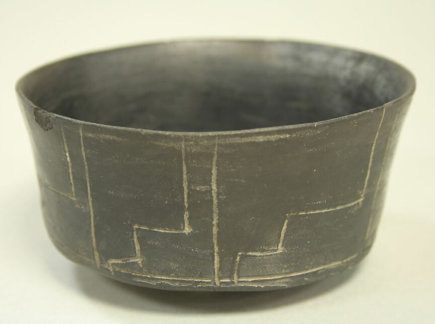 Blackware Bowl with Stepped Design, Ceramic, slip, Nasca 
