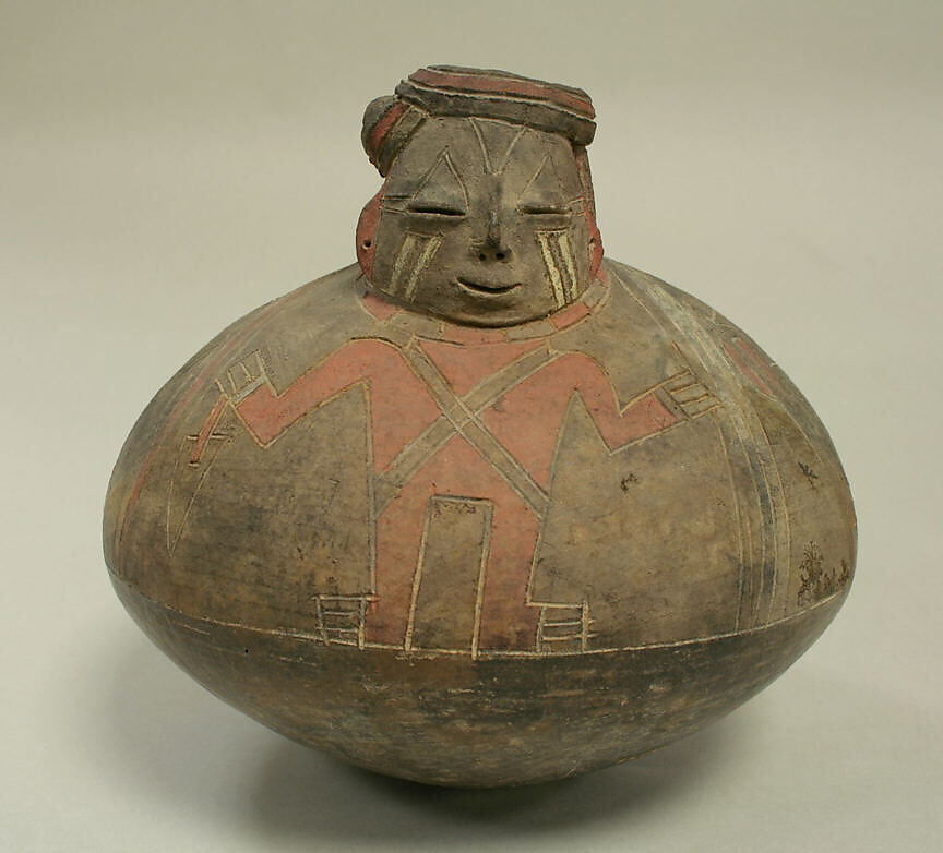 Bridge and Spout Bottle, Ceramic, Paracas 