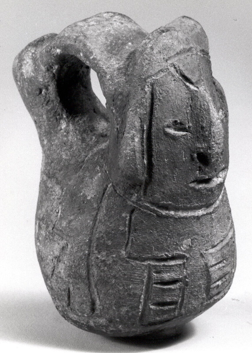 Blind Spout Incised Vessel, Ceramic, Paracas