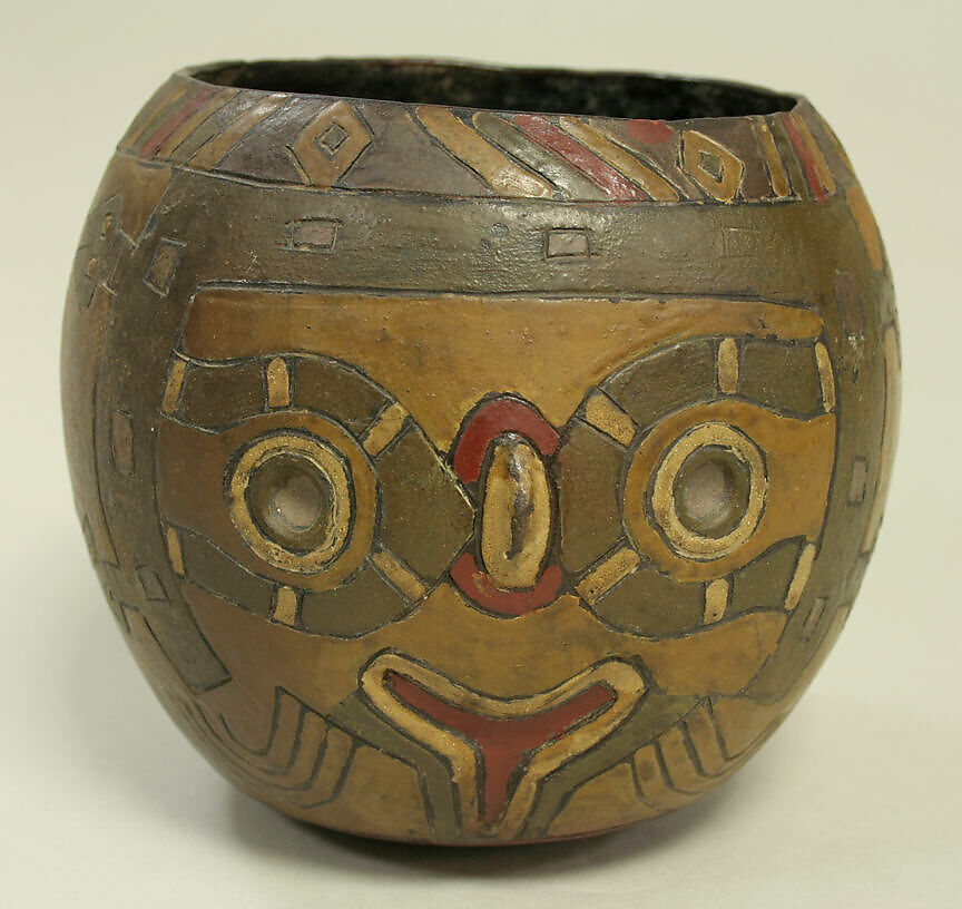 Bowl, Face, Ceramic, pigment, Paracas 