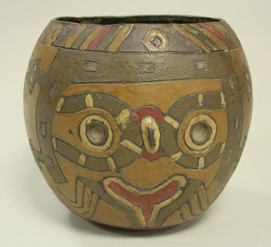 Bowl, Face, Ceramic, pigment, Paracas