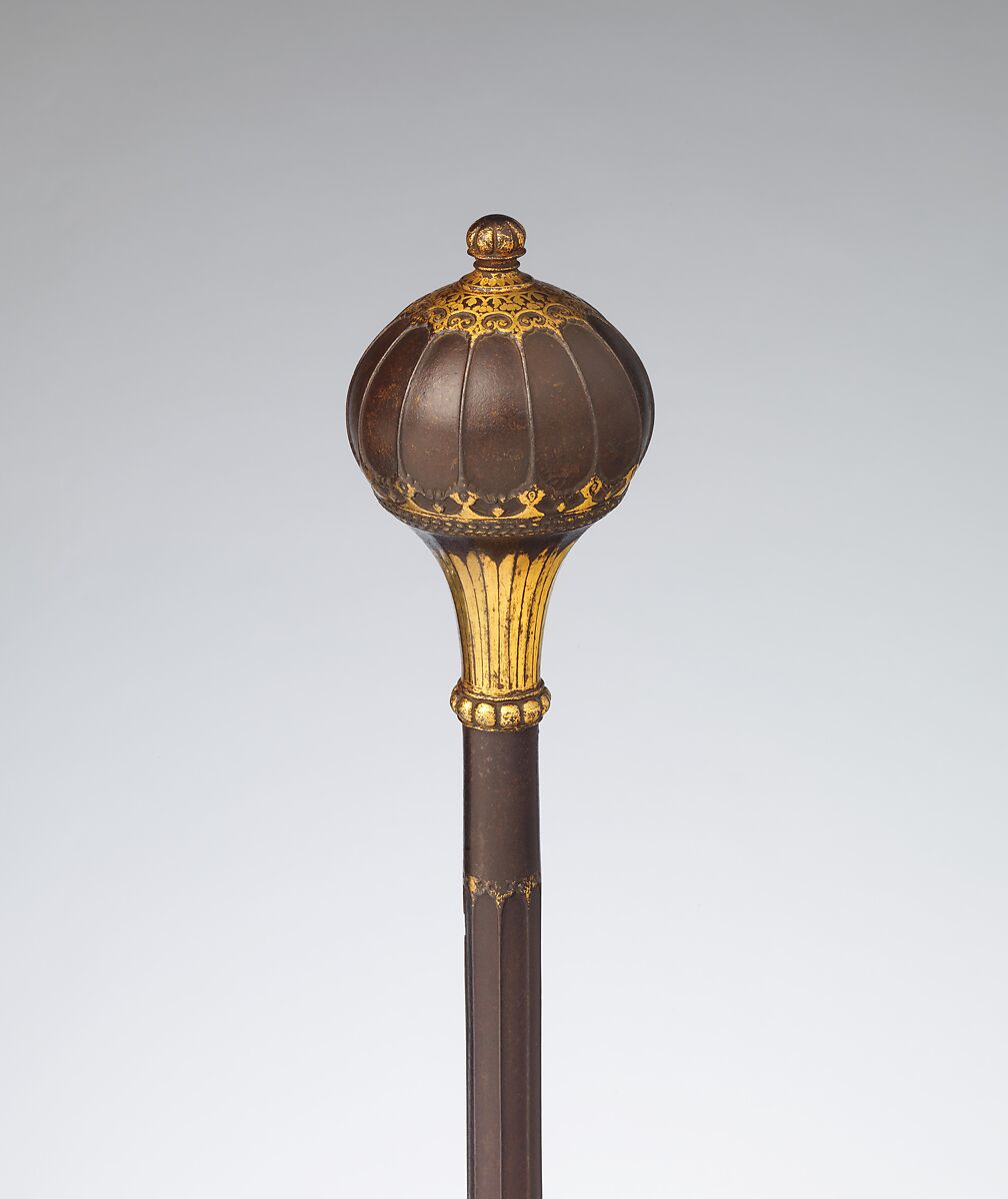 Mace, Steel, gold, silk, North Indian or possibly Deccan