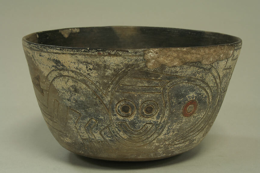 Incised Bowl with Figures, Ceramic, Paracas