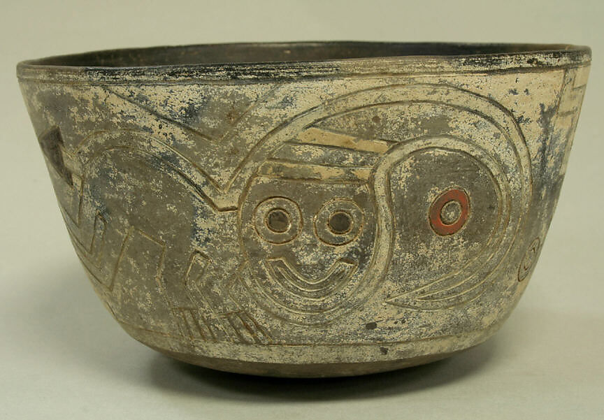 Incised Bowl with Figures, Ceramic, Paracas 