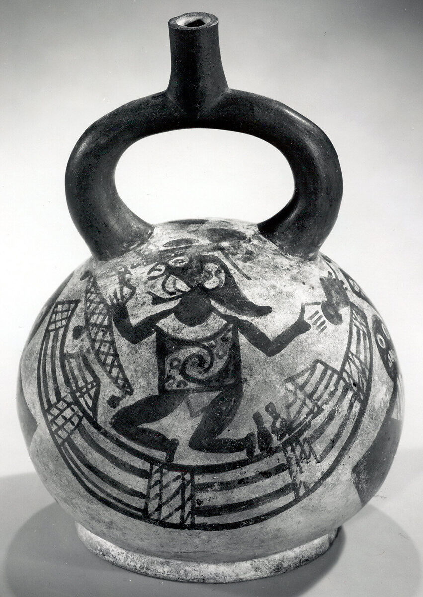 Bottle, Boat, Ceramic, slip, pigment, Moche