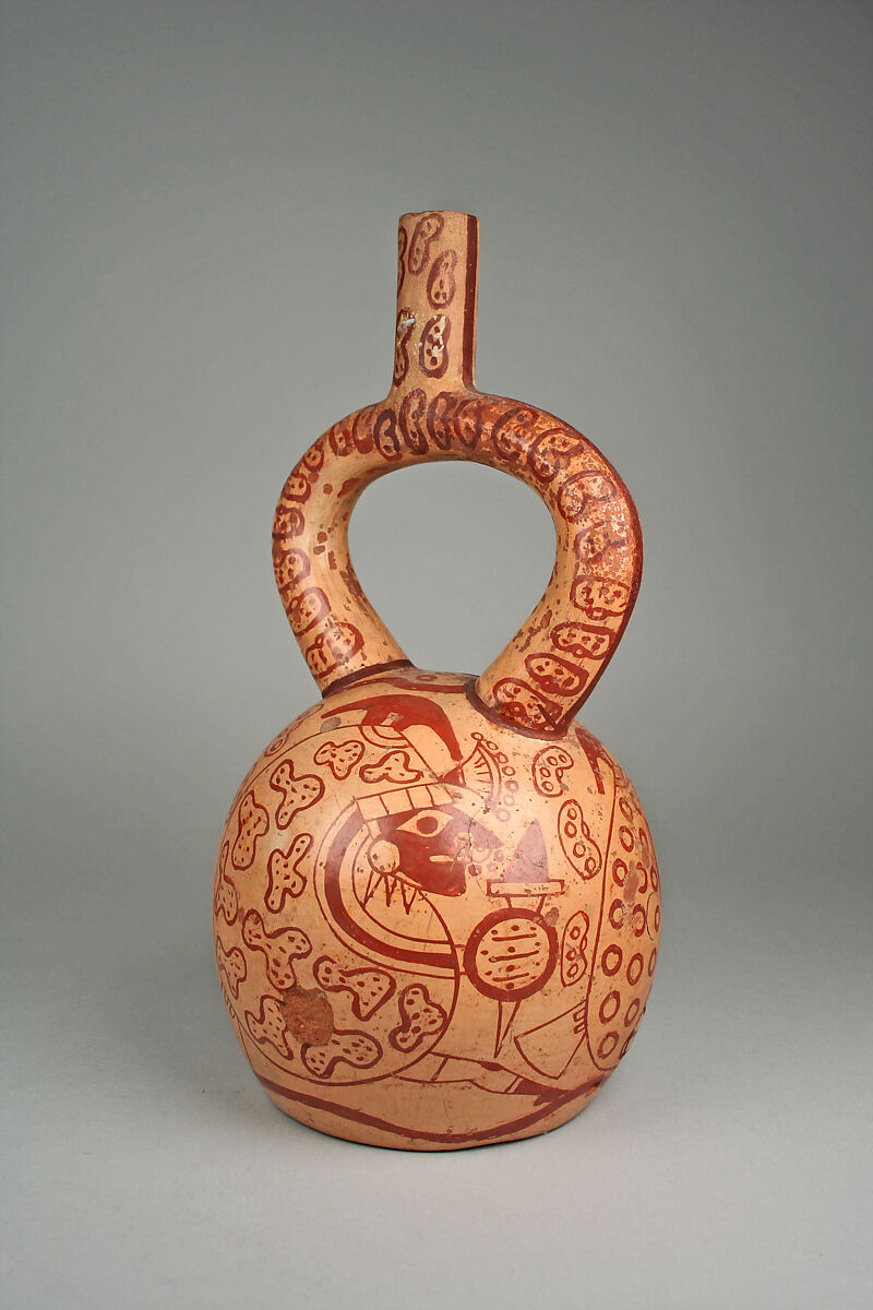 Bottle with Bean Warriors, Ceramic, Moche 