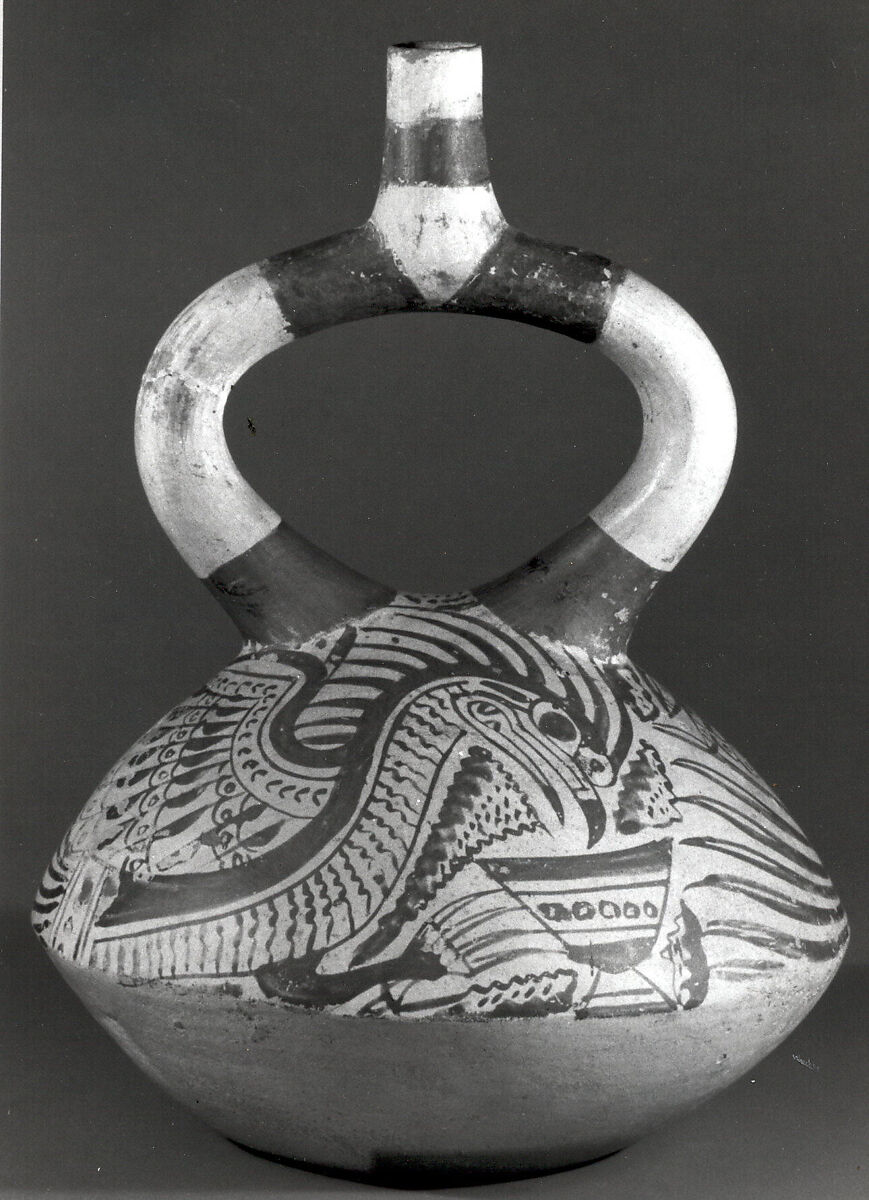 Bird Bottle, Ceramic, slip, Moche