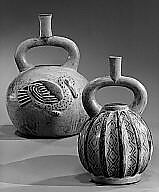 Stirrup Spout Bottle in Cactus Form, Ceramic, slip, pigment, Moche