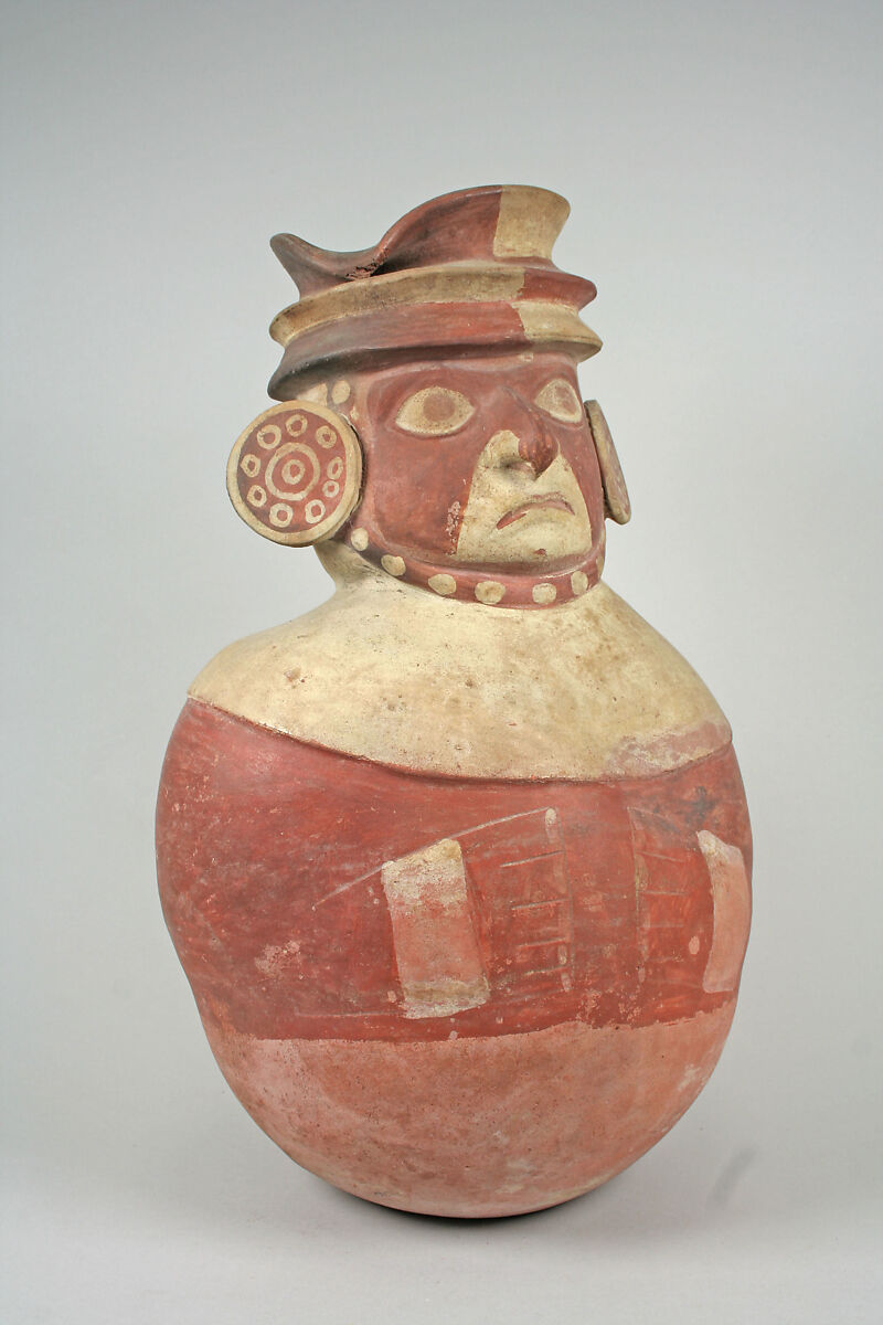 Warrior Head Jar, Ceramic, slip, pigment, Moche 