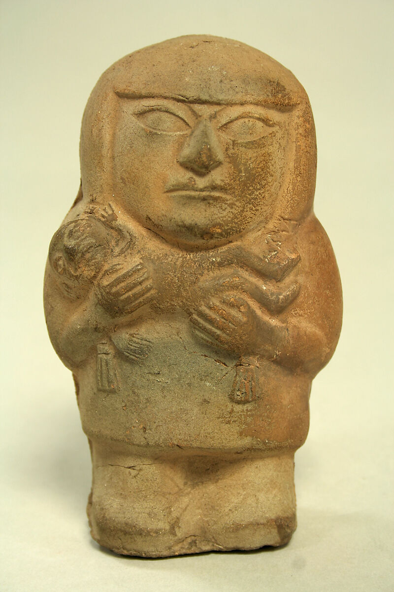 Figure of Mother Holding Child, Ceramic, Moche 