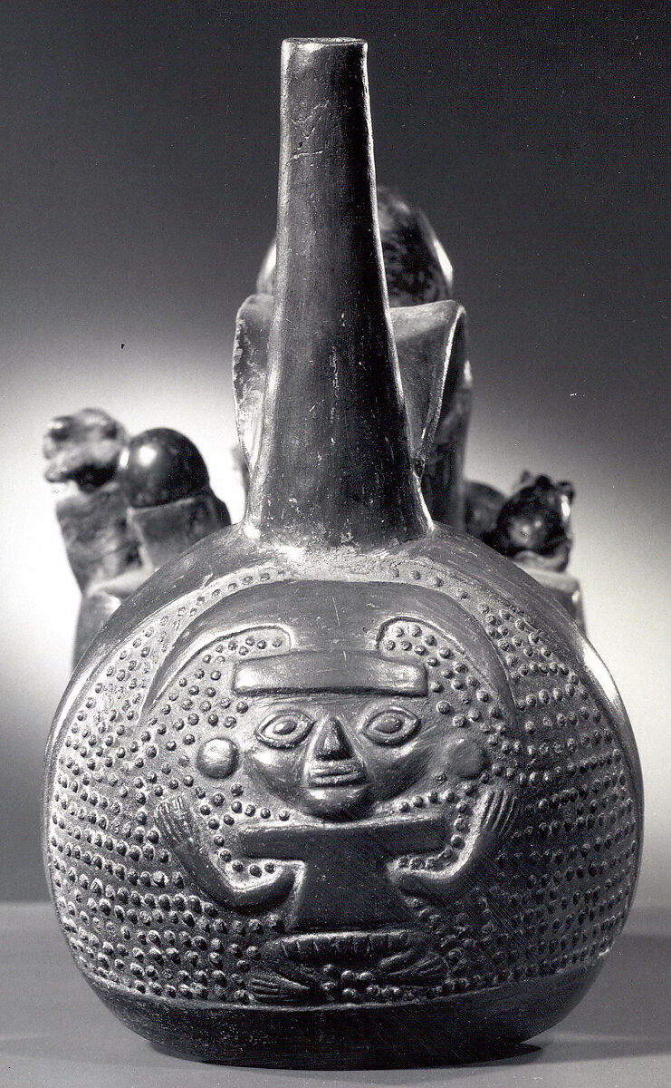 Double Chambered Bottle, Ceramic, Chimú
