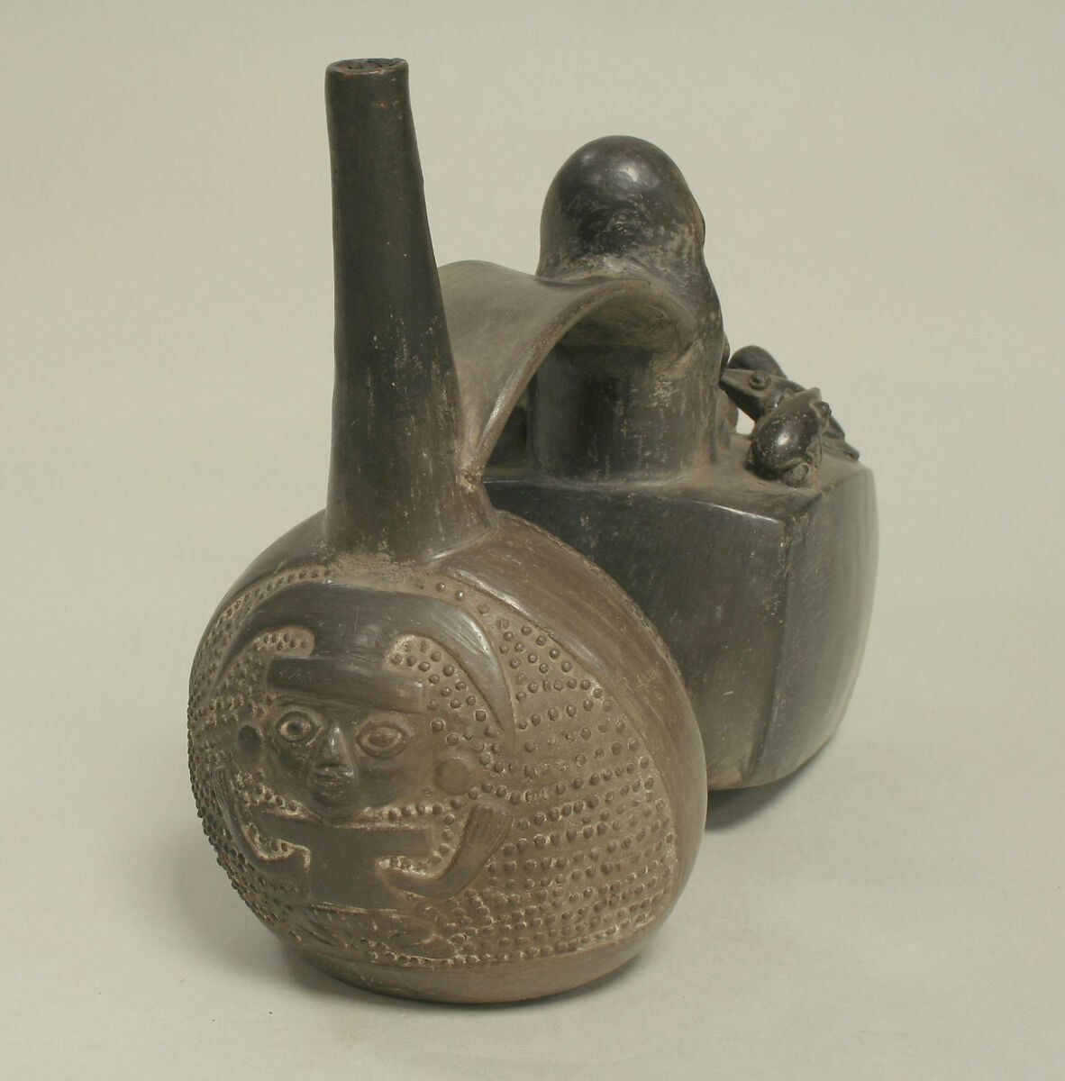 Double Chambered Bottle, Ceramic, Chimú