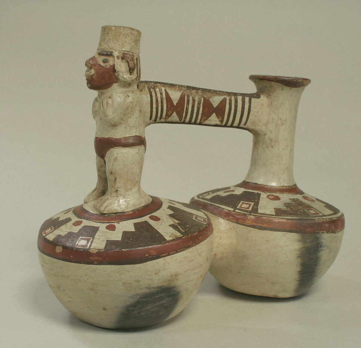 Double Chambered Bottle, Ceramic, Inca