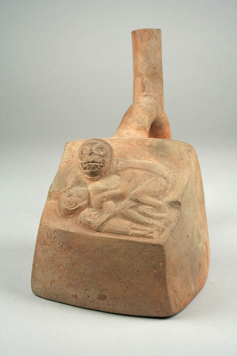 Bottle, Death Scene (?), Ceramic, Moche 