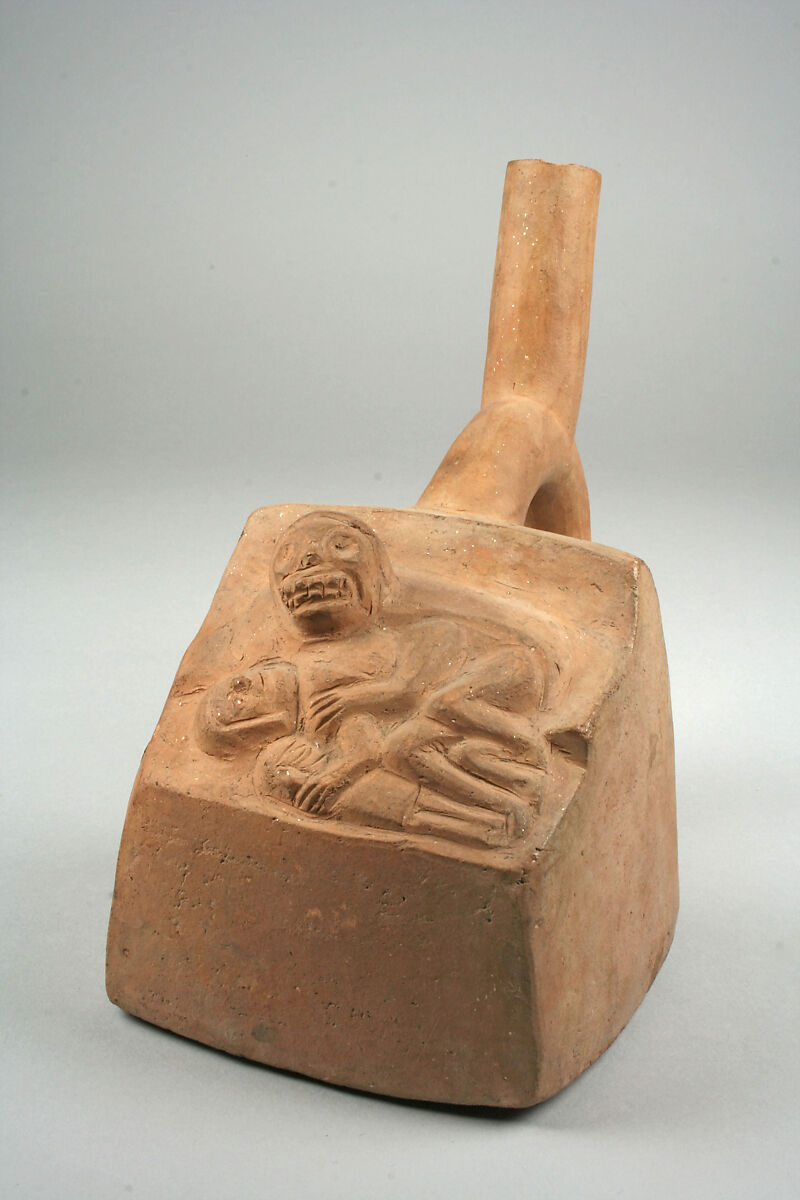 Bottle, Death Scene (?), Ceramic, Moche 