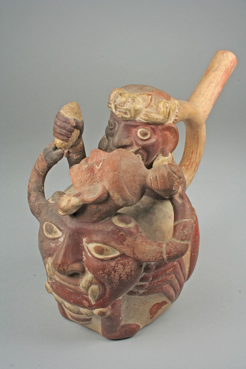 Bottle, Crab Demon, Ceramic, slip, Moche 