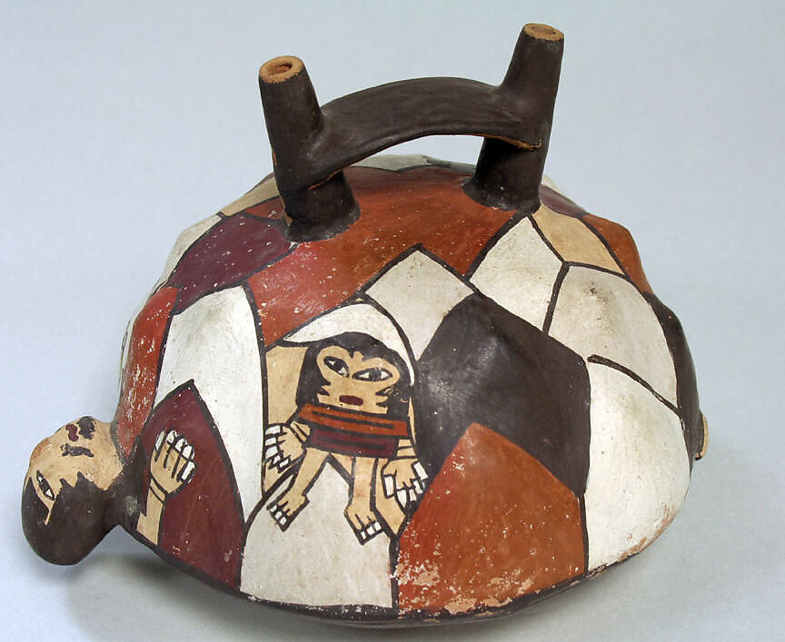 Bottle, Mythic Figures, Ceramic, pigment, Nasca 