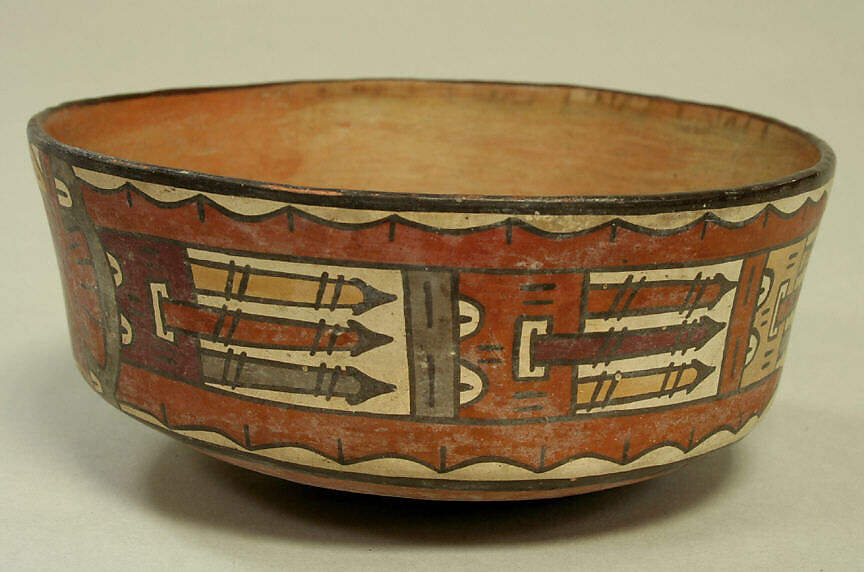 Bowl, Warrior Deity, Ceramic, pigment, Nasca