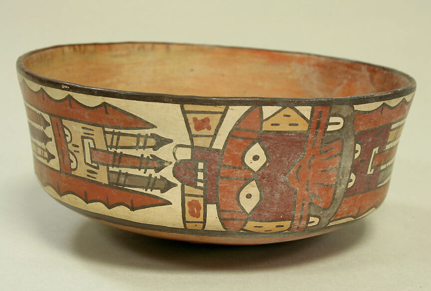 Bowl, Warrior Deity, Ceramic, pigment, Nasca