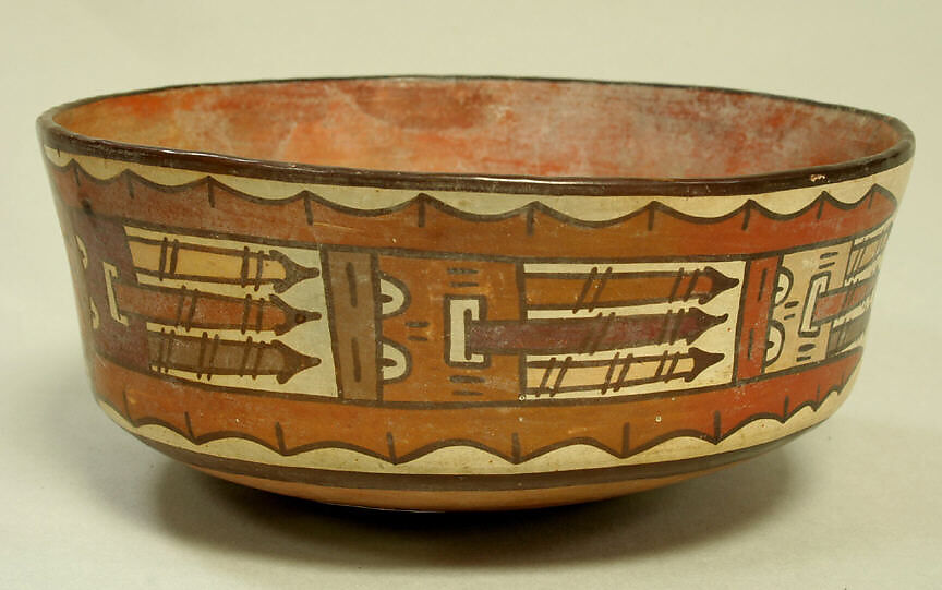 Bowl, Warrior Deity, Ceramic, pigment, Nasca