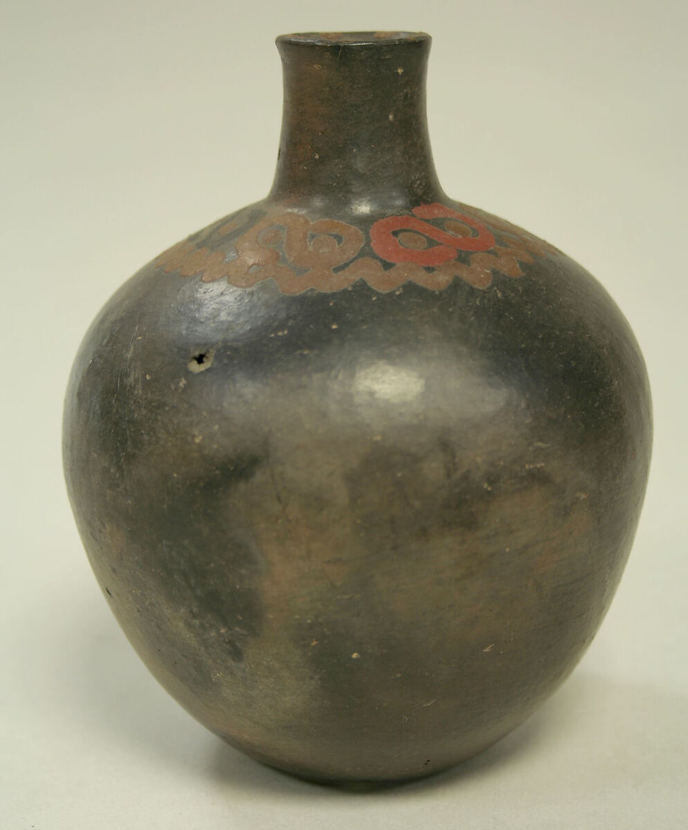 Single Spout Painted Bottle, Ceramic, pigment, Paracas 