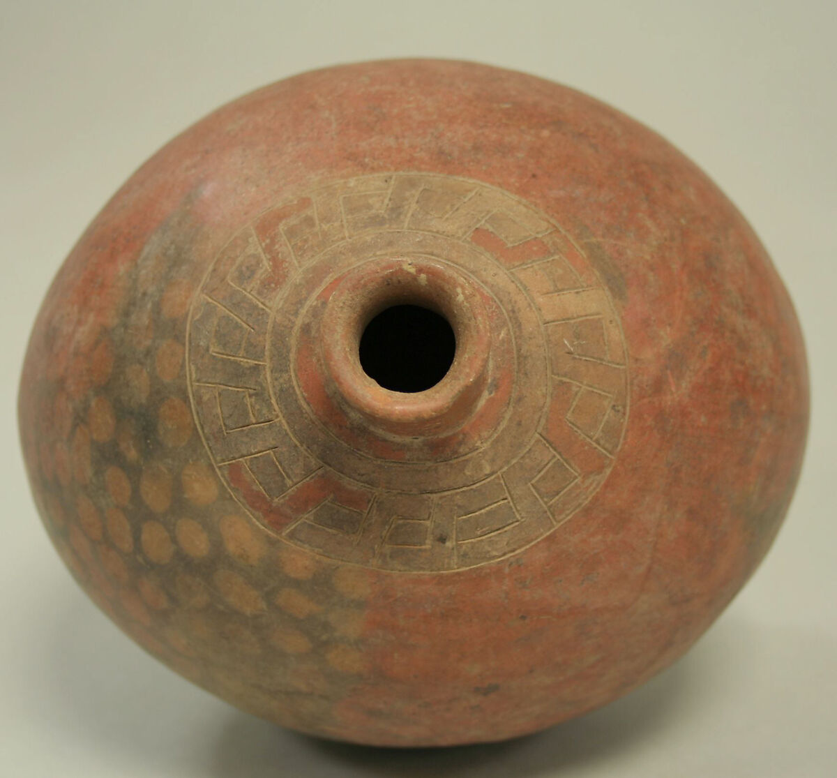 Single Spout Bottle with Resin Paint, Ceramic, pigment, Paracas