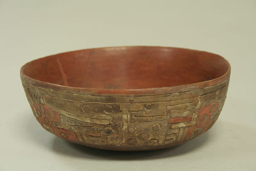 Incised Painted Bowl with Fox Motif, Ceramic, pigment, Paracas 