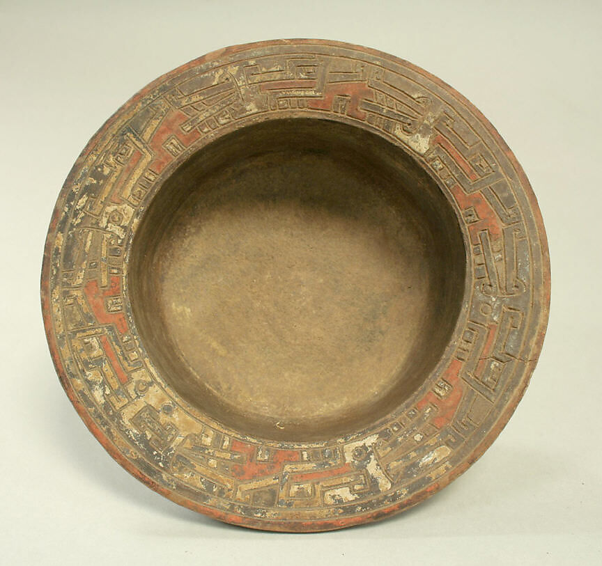 Bowl with Flat Rim, Ceramic, pigment, Paracas