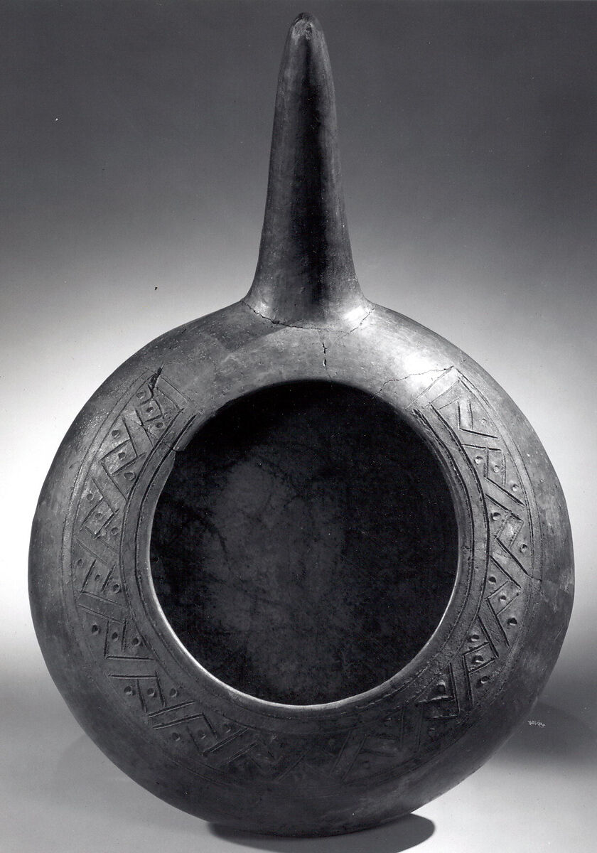 Vessel with Handle, Ceramic, pigment, Paracas