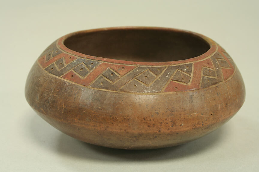 Incised Painted Bowl, Ceramic, pigment, Paracas 