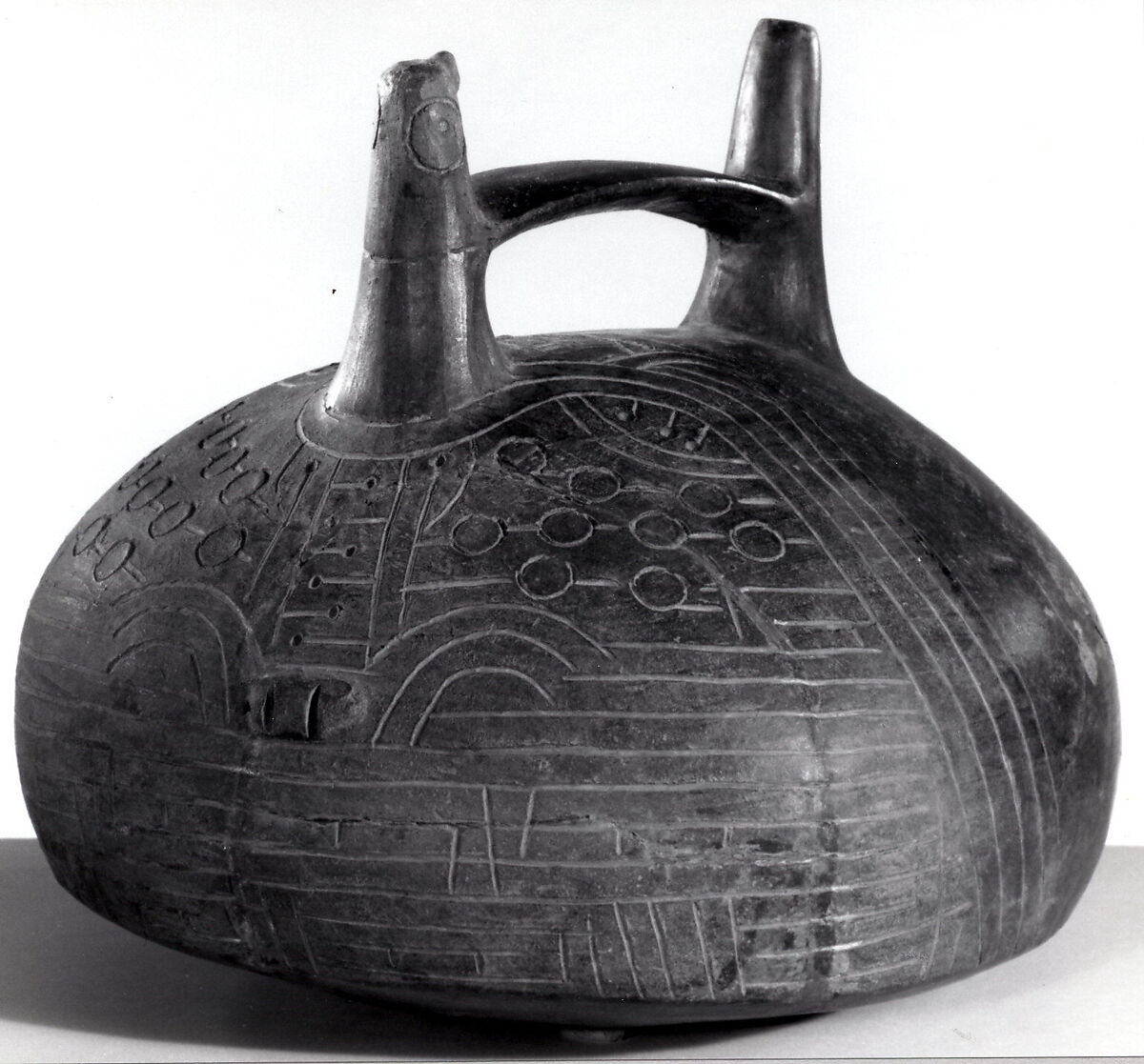 Bottle, Feline Face, Ceramic, Paracas