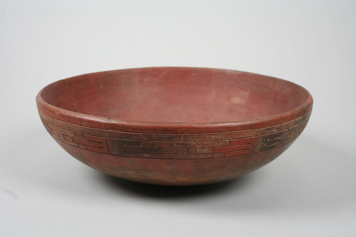 Incised Painted Bowl, Ceramic, slip, pigment, Paracas 