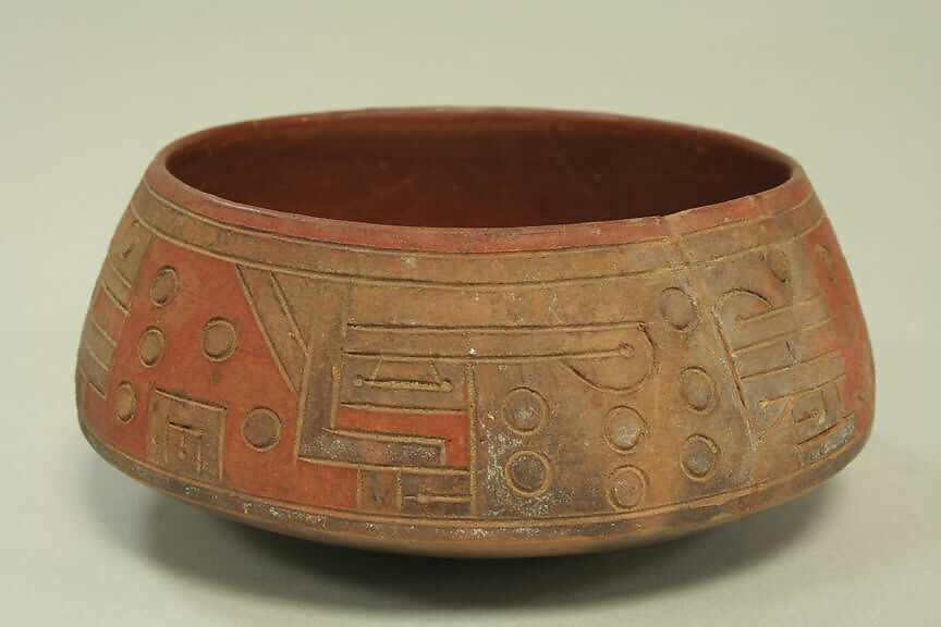 Incised Painted Bowl, Ceramic, pigment, Paracas 